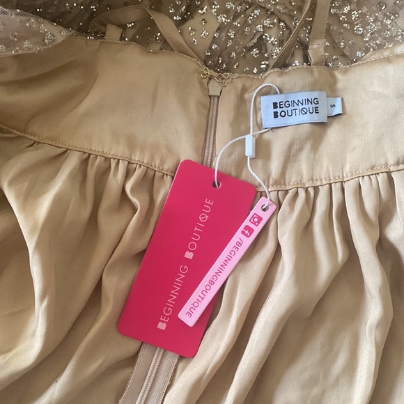 Gold Shimmer High Slit Maxi Dress - Picture 5 of 6